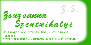zsuzsanna szentmihalyi business card